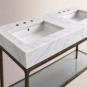 Caloria Double Washstand — FORGED BRONZE / Italian Carrara marble / RECTANGLE-60