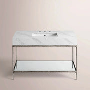 Caloria Extra-Wide Washstand — FORGED PEWTER / CARRARA / RECTANGLE