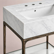 Caloria Powder Washstand — FORGED BRONZE / CARRARA / RECTANGLE