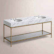 Caloria Double Washstand — FORGED BRASS / Italian Carrara marble / OVAL-72