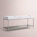 Caloria Double Washstand — FORGED PEWTER / Italian Carrara marble / RECTANGLE-72