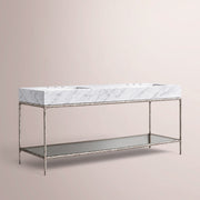 Caloria Double Washstand — FORGED PEWTER / Italian Carrara marble / RECTANGLE-72