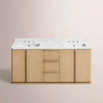 Liromelle Double Vanity — LIGHT OAK / CARRARA / RECTANGLE