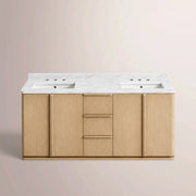 Liromelle Double Vanity — LIGHT OAK / CARRARA / RECTANGLE