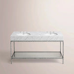 Caloria Double Washstand — FORGED PEWTER / Italian Carrara marble / OVAL-60