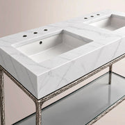 Caloria Double Washstand — FORGED PEWTER / Italian Carrara marble / RECTANGLE-60