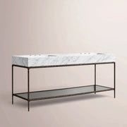 Caloria Double Washstand — FORGED BRONZE / Italian Carrara marble / RECTANGLE-72