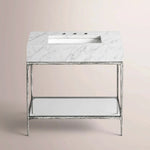 Caloria Washstand — FORGED PEWTER / CARRARA / RECTANGLE