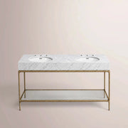 Caloria Double Washstand — FORGED BRASS / Italian Carrara marble / OVAL-60