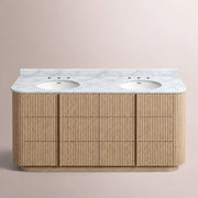 Ethoria Double Vanity — GREIGE OAK / CARRARA / OVAL