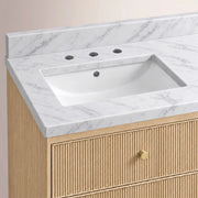 Celorin Reeded Double Vanity — LIGHT OAK / CARRARA / RECTANGLE