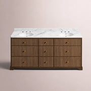 Celorin Reeded Double Vanity — BROWN OAK / CARRARA / OVAL
