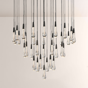 Raindrop Glass Round Solitaire Chandelier -kimoylights
