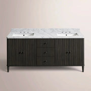 Luvoriel Reeded Double Vanity — BLACK OAK / CARRARA / RECTANGLE