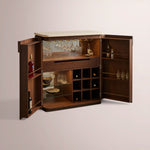 Corvela Bar Cabinet — WALNUT / CREAM STONE