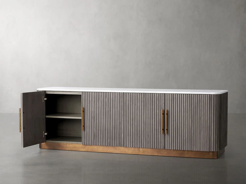 Finnegan Fluted Media Console 80”W 94“W