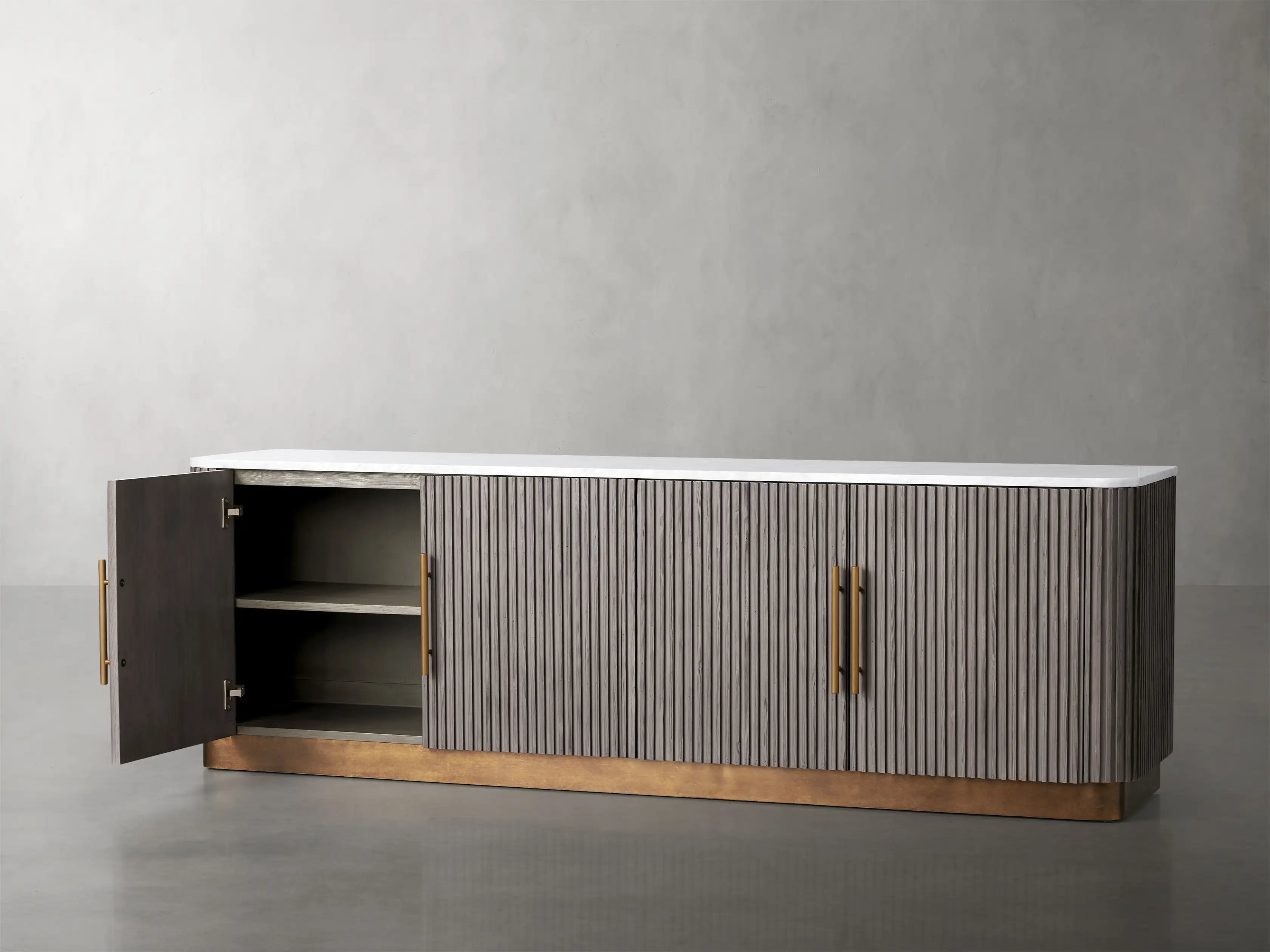 Finnegan Fluted Media Console 80”W 94“W