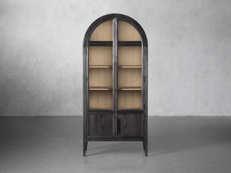 Haven Glass-Door Oak Cabinet  36“W 46”W