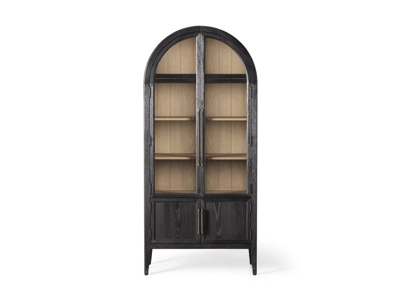 Haven Glass-Door Oak Cabinet  36“W 46”W