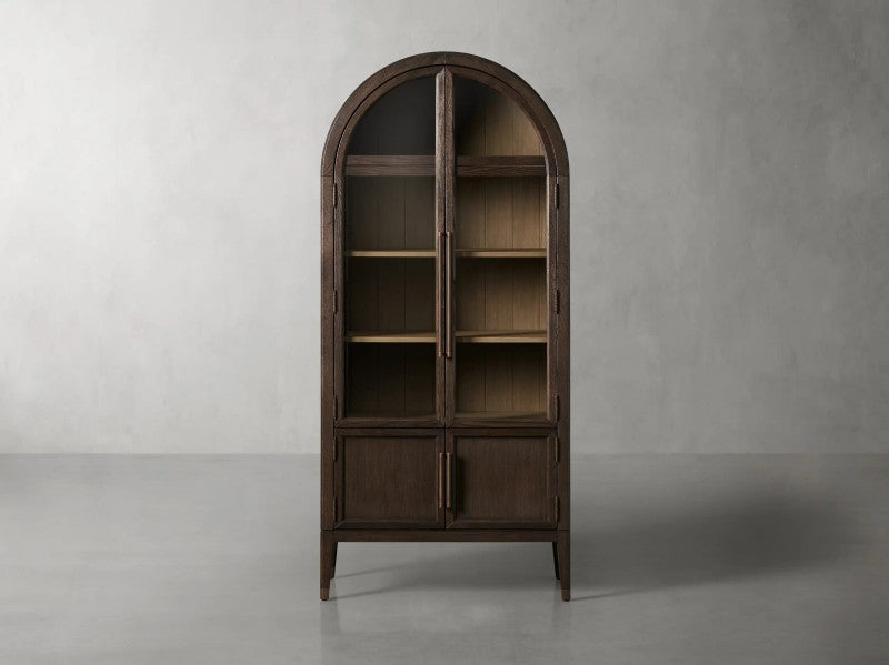 Haven Glass-Door Oak Cabinet  36“W 46”W