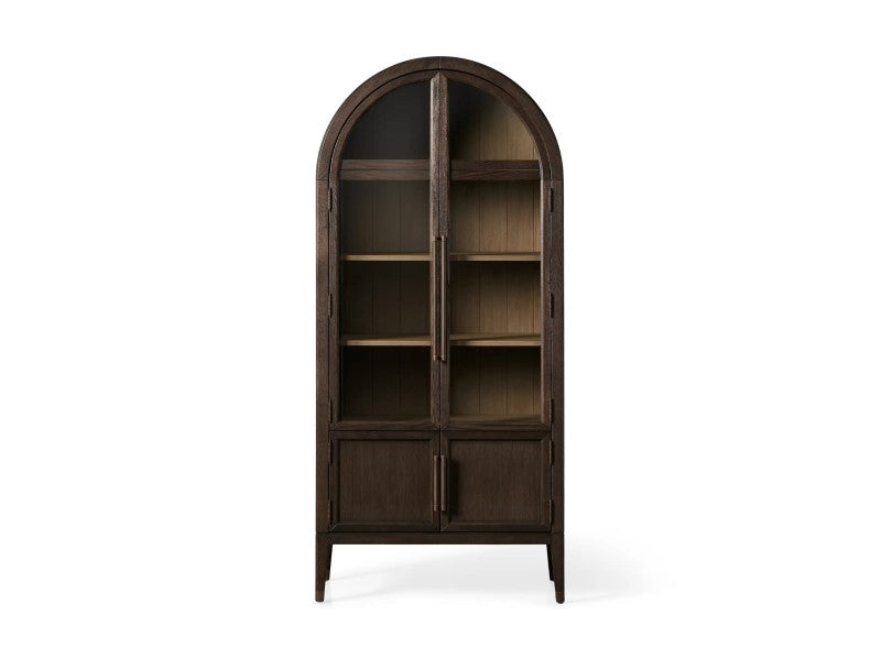 Haven Glass-Door Oak Cabinet  36“W 46”W