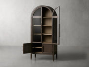 Haven Glass-Door Oak Cabinet  36“W 46”W