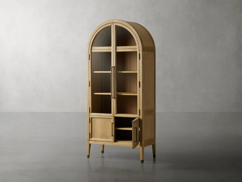 Haven Glass-Door Oak Cabinet  36“W 46”W