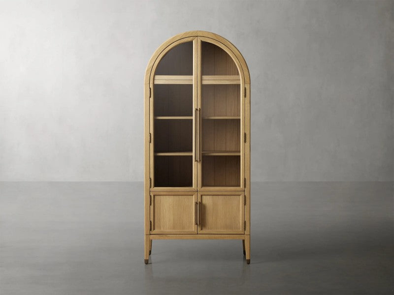 Haven Glass-Door Oak Cabinet  36“W 46”W