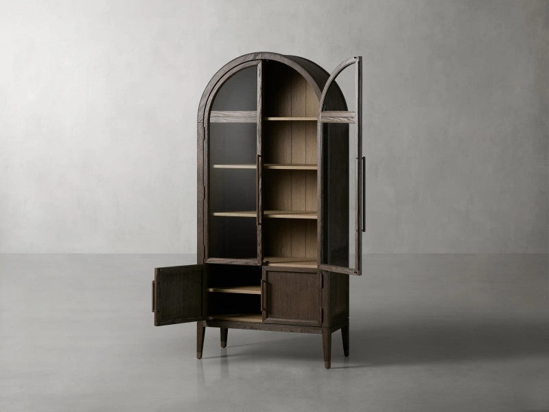 Haven Glass-Door Oak Cabinet  36“W 46”W
