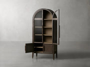 Haven Glass-Door Oak Cabinet  36“W 46”W