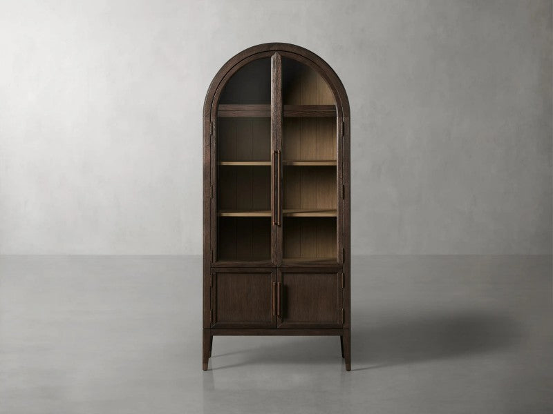 Haven Glass-Door Oak Cabinet  36“W 46”W