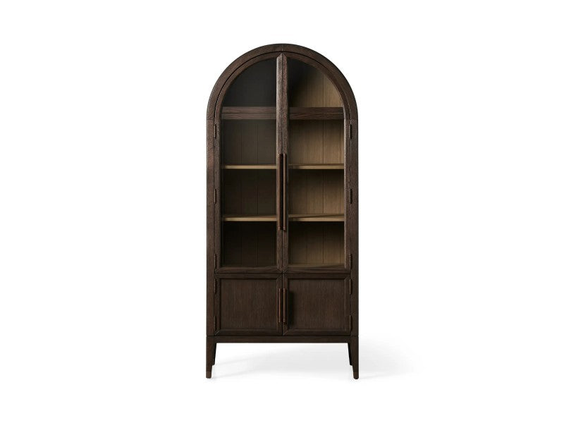 Haven Glass-Door Oak Cabinet  36“W 46”W
