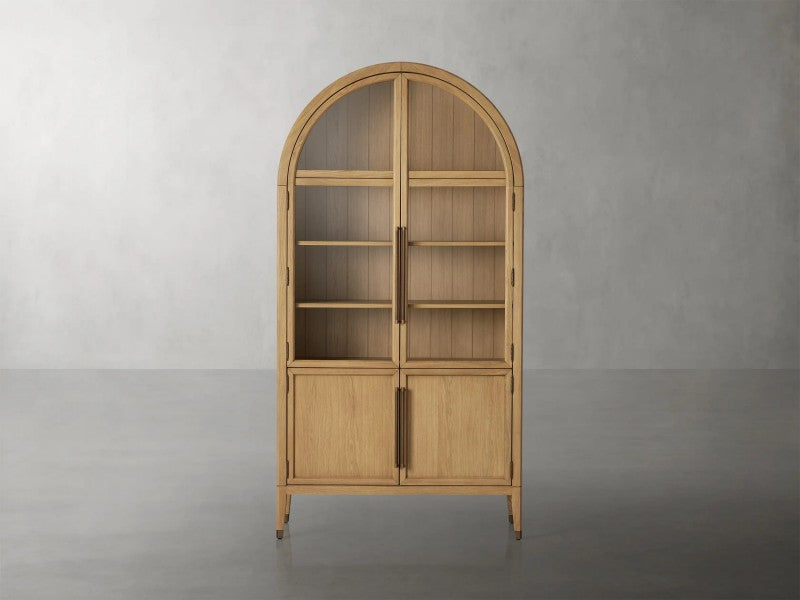 Haven Glass-Door Oak Cabinet  36“W 46”W