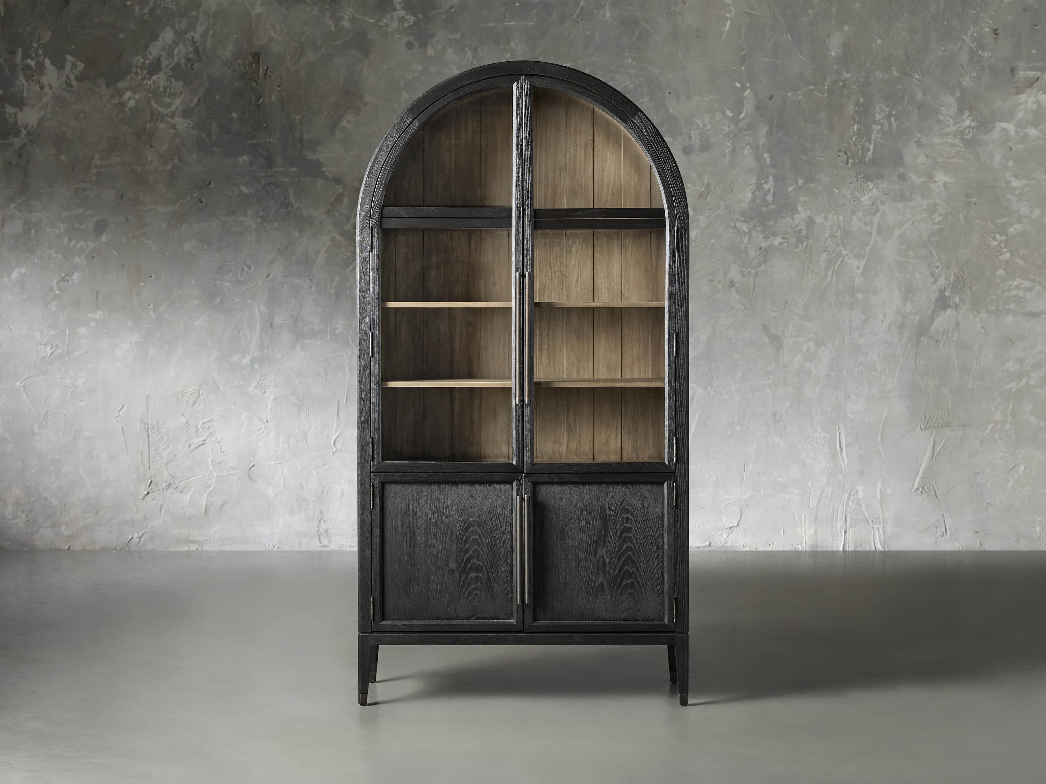Haven Glass-Door Oak Cabinet  36“W 46”W
