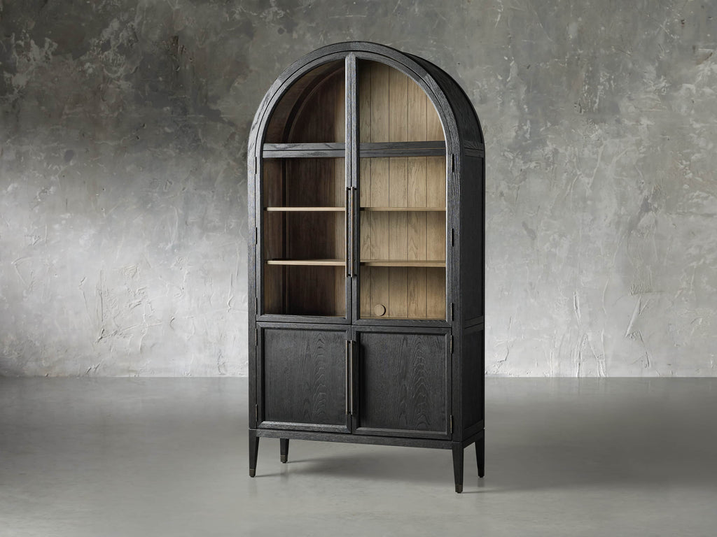 Haven Glass-Door Oak Cabinet  36“W 46”W