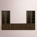 Norvella Modular Glass Media Cabinet Set — MOCHA