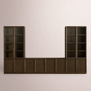 Norvella Modular Glass Media Cabinet Set — MOCHA