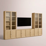 Norvella Modular Glass Media Cabinet Set — SAND