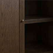Norvella Modular Glass Media Cabinet Set — MOCHA