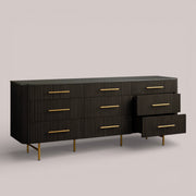Favera Nine-Drawer Dresser — EBONY / BLUESTONE