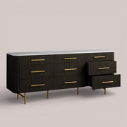 Favera Nine-Drawer Dresser — EBONY / CARRARA