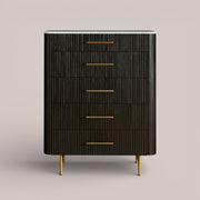 Favera Five-Drawer Dresser — EBONY / CARRARA