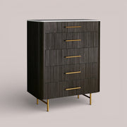 Favera Five-Drawer Dresser — EBONY / CARRARA