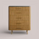 Favera Five-Drawer Dresser — HONEY / BLUESTONE