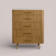 Favera Five-Drawer Dresser — HONEY / CARRARA