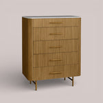 Favera Five-Drawer Dresser — HONEY / CARRARA