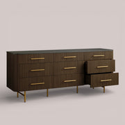 Favera Nine-Drawer Dresser — MOCHA / BLUESTONE