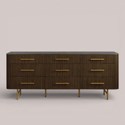 Favera Nine-Drawer Dresser — MOCHA / BLUESTONE