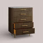 Favera Five-Drawer Dresser — MOCHA / CARRARA