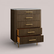 Favera Five-Drawer Dresser — MOCHA / CARRARA